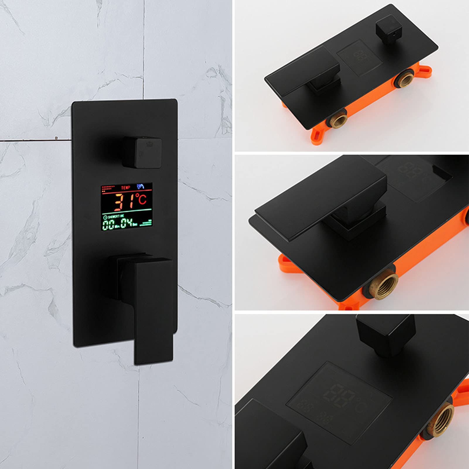 Sistema de Ducha Negro con caño para bañera, Juego de grifería Digital de Temperatura para Ducha con Ducha de Mano y Cabezal de Ducha de 10 Pulgadas, montado en la p,