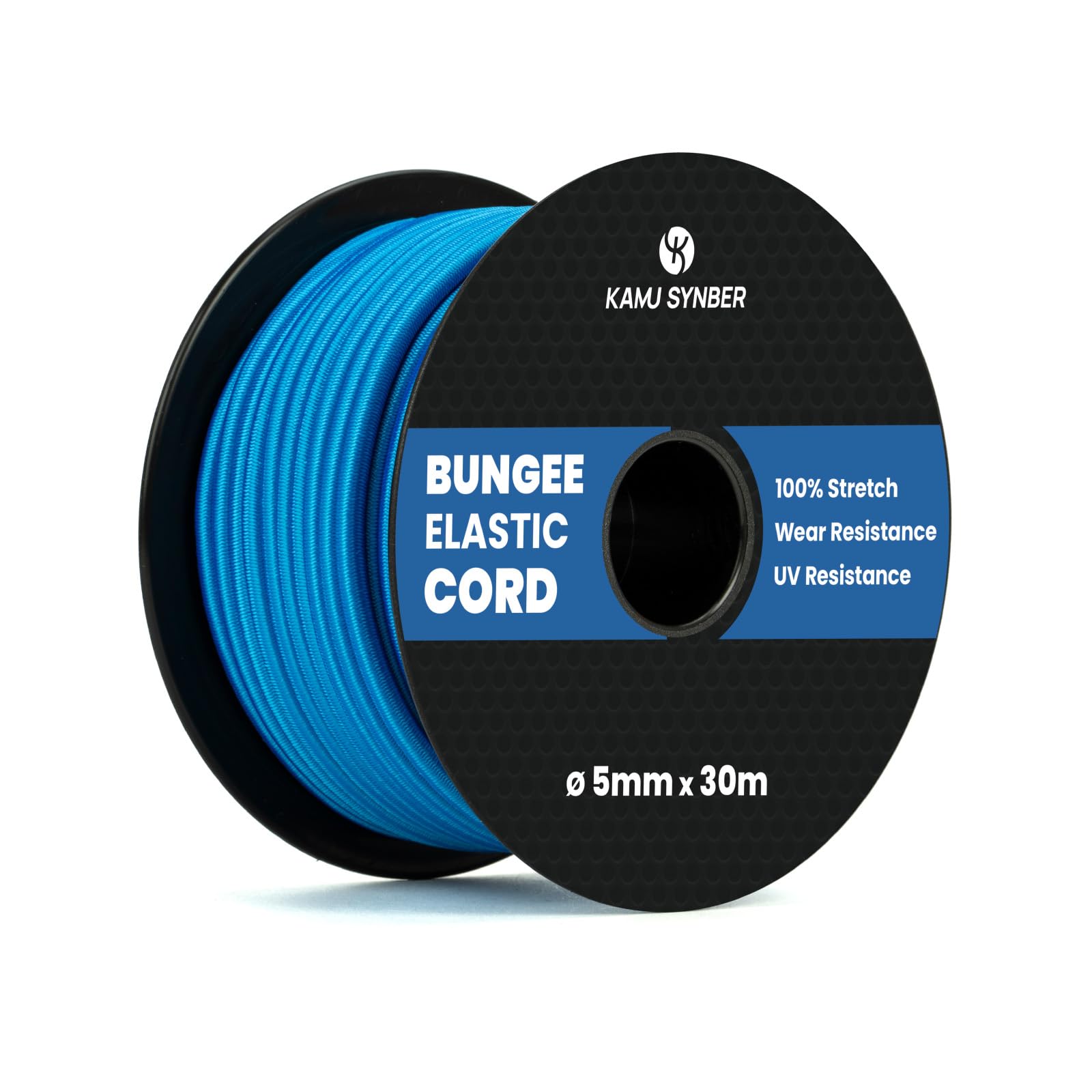 Kamu Synber Bungee Cord 5mm x 30m Elastic Shock Cord Bungee Rope for Tarpaulin Kayak, Tie Down, Camping, Blue - Image 2