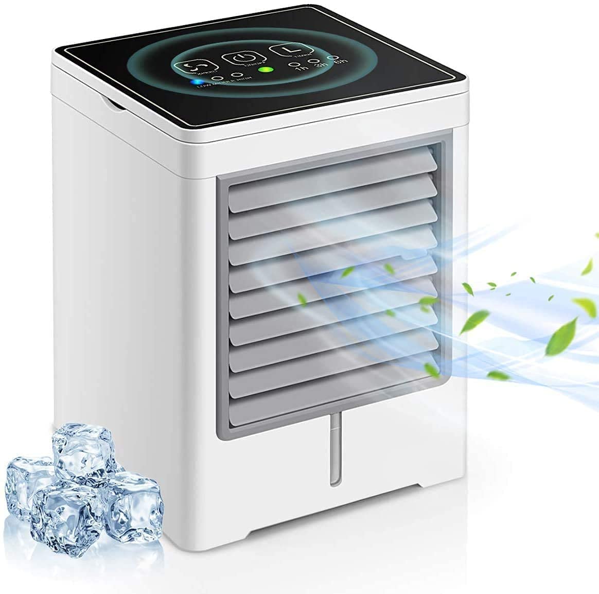 Vivibyan Personal Air Cooler, Portable Evaporative Conditioner with 3 Wind Speeds Touch Screen Small Desktop Cooling Fan, ...