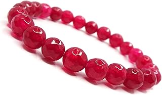 [SION & Co.] 天然石 ブレスレット ルビー ジェイド 多面カット 約8mm パワーストーン アクセサリー ハンドメイド