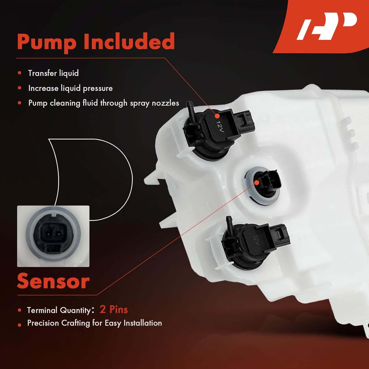 A-Premium Windshield Washer Reservoir Compatible with Select Lexus Models - RX350 2010-2015, with (Cap/Washer Pump/Hose/Filler Neck/Fluid Level Sensor/Bracket)