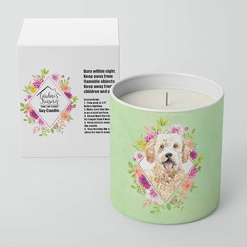 Miniatura 2 de Caroline's Treasures CK4396CDL Goldendoodle - Vela decorativa de soja de 10 onzas, aceite esencial de cera de soja natural, decoración del hogar,
