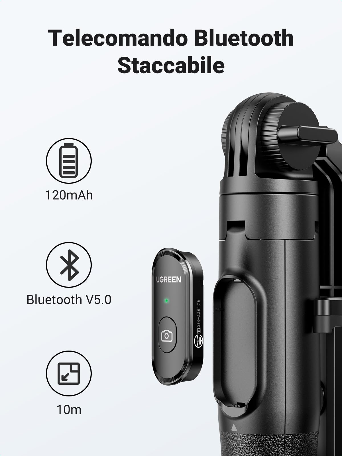 UGREEN Treppiede Selfie Bluetooth 3 in 1 treppiede selfie stick estensibile monopiede regolabile con telecomando senza fili rimovibile compatibile con iPhone 15 Plus Pro Max 14 13 telefoni Cameras