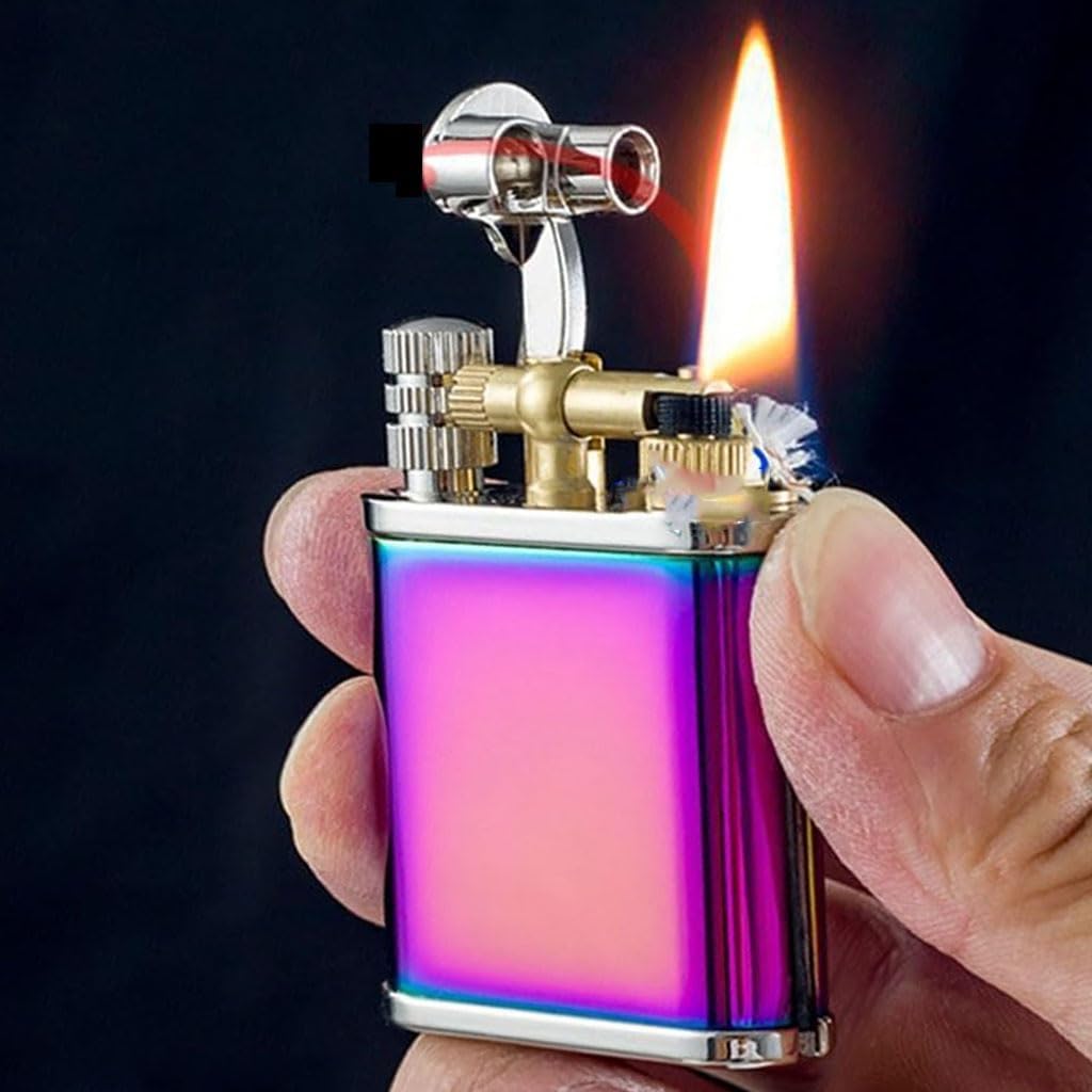 Permanent Match Lighter Refillable Kerosene 2 in 1 Lighters for Husband Father Boyfriend(Purple)