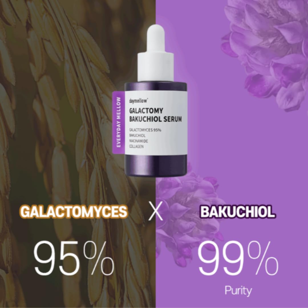 daymellow Galactomy Bakuchiol Serum 1.01fl.oz/30ml, Retinol Face Serum, Niacinamide 2%, Panthenol, Collagen, Wrinkle Care, for Sensitive Skin, Daily Anti-Aging Facial Serum Korean Skincare - Image 3