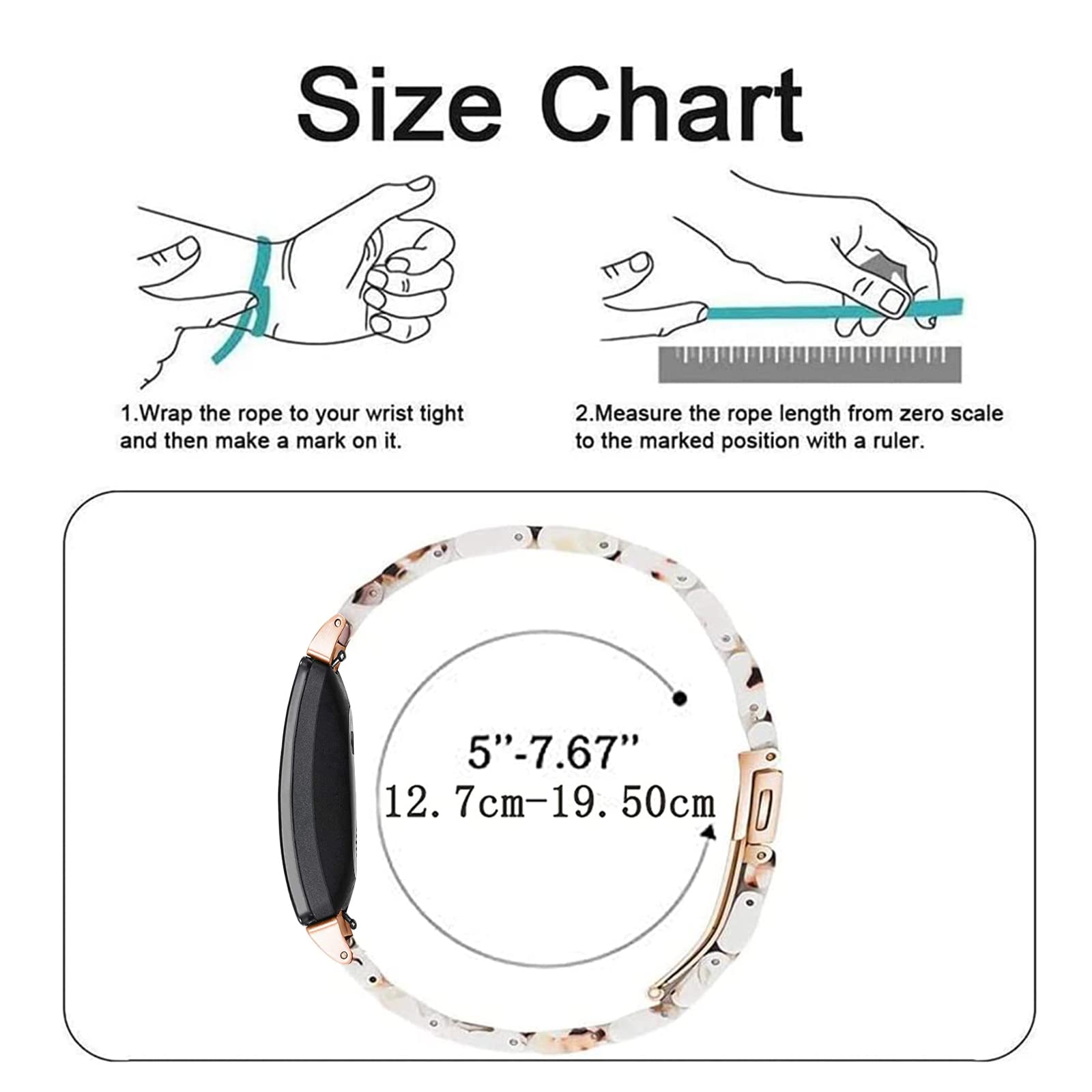 Omter Resin Replacement Band For Fitbit Inspire 2 – Adjustable Strap With Tool (Nougat White)
