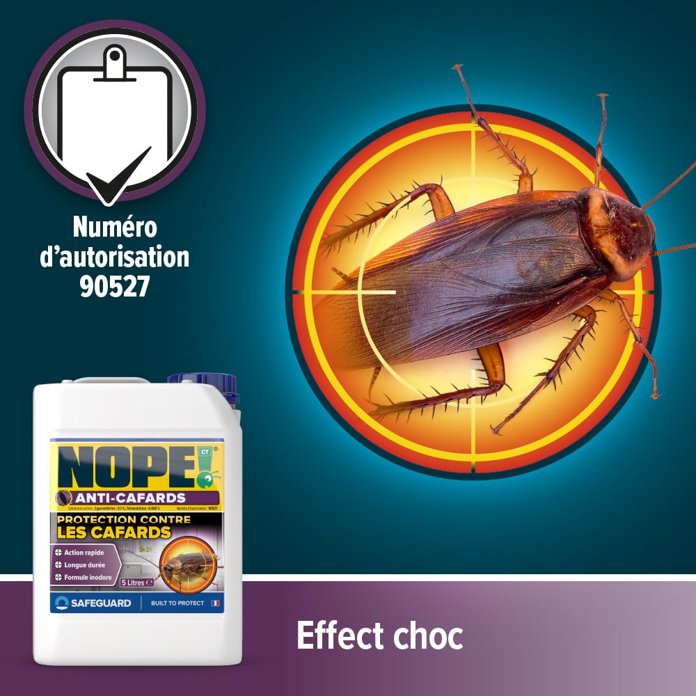 NOPE! CT Spray Anti-Cafards 5l – Insecticide Puissant Sans Odeur – Action Rapide & Longue Durée – Anti-Blattes Intérieur