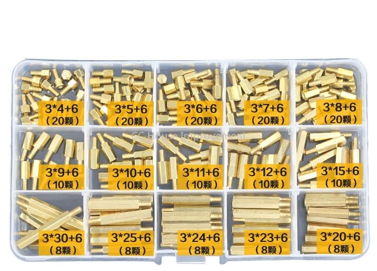 Generic 190PCS/Kit M3 Male Female Brass Standoff Spacer PCB Board Hex Screws Nut Assortment Set Kit with Plastic Box - (Color: M3)