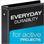 Cardinal Economy 3-Ring Binders, 1/2", Round Rings, Holds 125 Sheets, ClearVue Presentation View, Non-Stick, Black, Carton of 12 (90602)