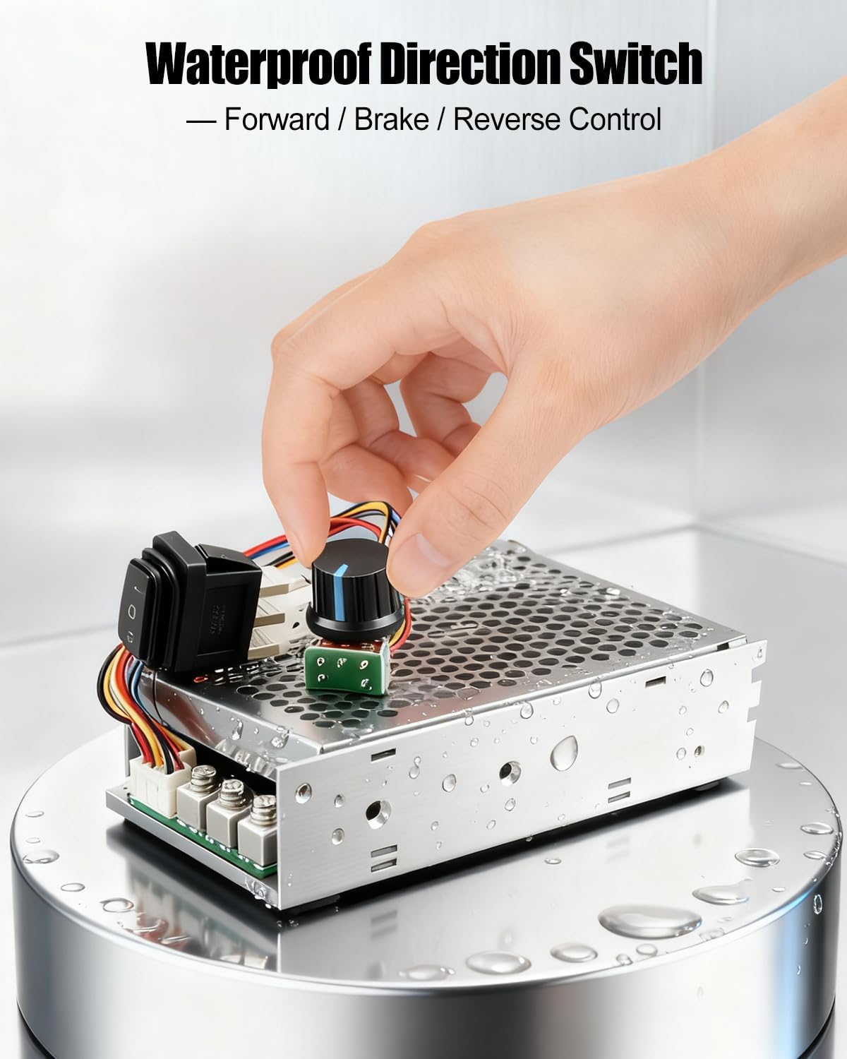 Industrial PWM DC Motor Speed Controller 3500W 100A Max, DC 10-55V Brush Motor Controller with Forward-Brake-Reverse Switch & Adjustable Potentiometer Knob