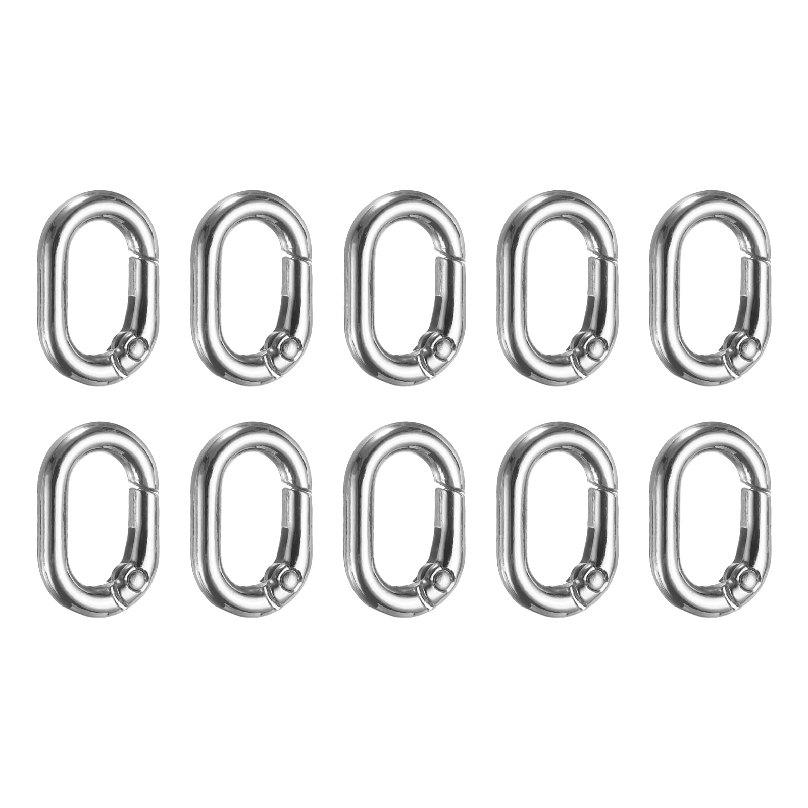 sourcing map 10 Pcs Spring O Rings Oval Metal Clips 1.3 Inch Spring Key Ring Buckle Clasps Connector Accessories for Bags Handbags Luggage Purse Hardware Keychain DIY Crafts, Silver