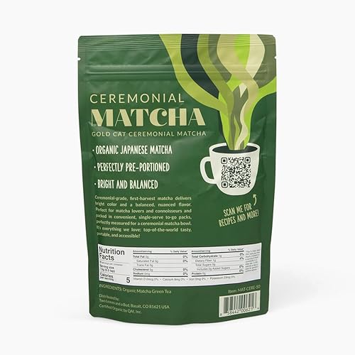 Miniatura 2 de Two Leaves and a Bud Té verde matcha orgánico ceremonial, palitos de una sola porción para comodidad y viajes, medido para un tazón de matcha