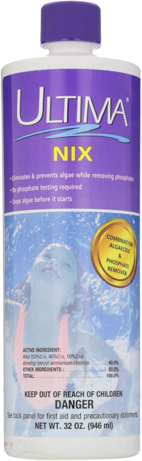 Ultima 26280 Nix Algaecide and Phosphate Remover for Swimming Pool, 1 qt.