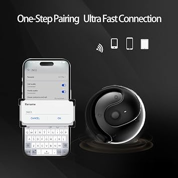 Open Ear Headphones Wireless Bluetooth 5.4, OWS Hanging Earphones Wireless Earbuds with Earhooks and Mic, IPX5 Waterproof, 48H Range, Out of Ear Earbuds for Sports Running Workout Driving(Black)