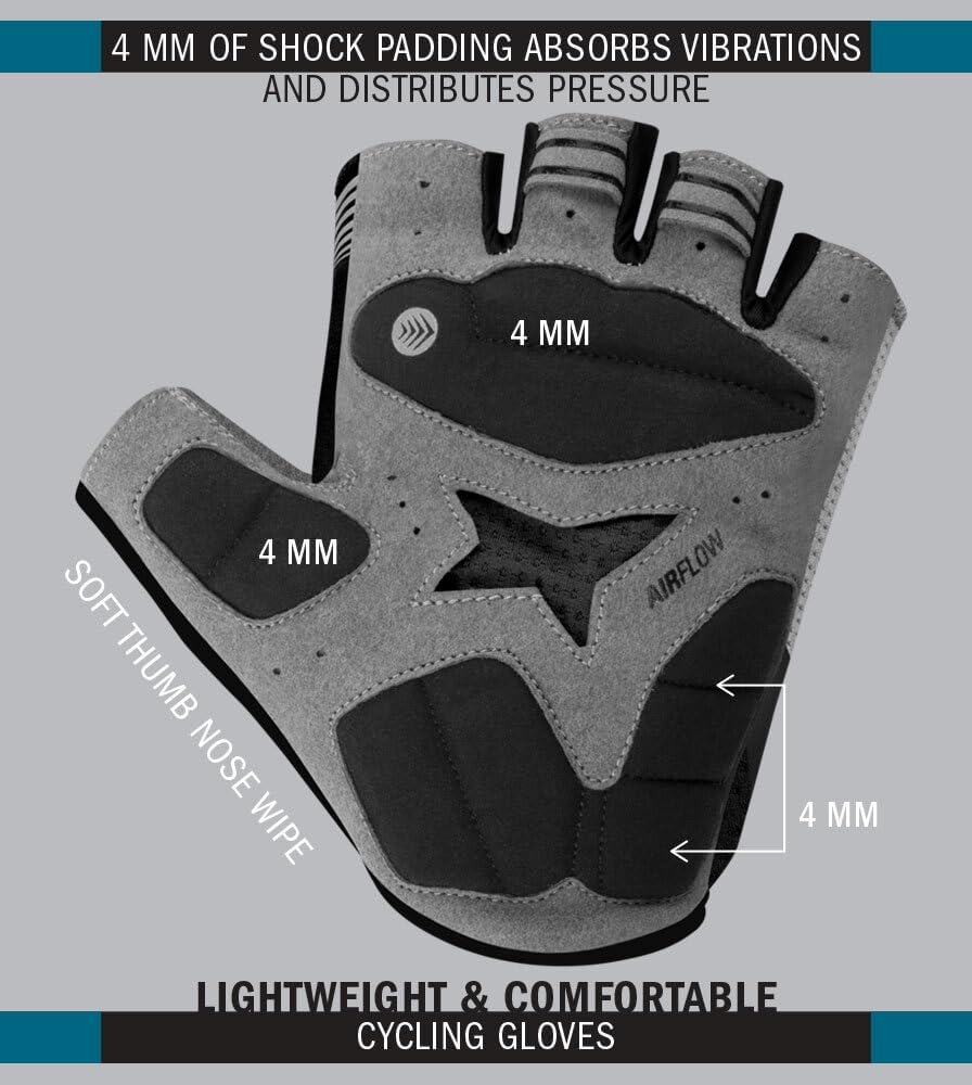 AERO|TECH|DESIGNS | Lightweight Cycling Gloves | Breathable Padded Palm Fingerless Glove