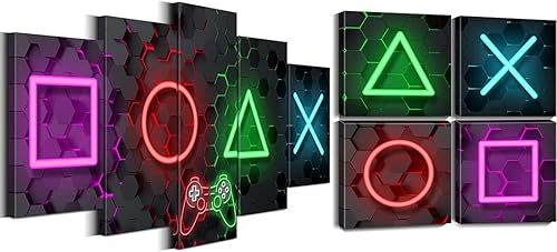 Biufo Lienzo con símbolos de gamer, pinturas artísticas para pared, decoración de pared para niños, sala de juegos, sala de juegos, decoración de disponible en Yaxa El Salvador