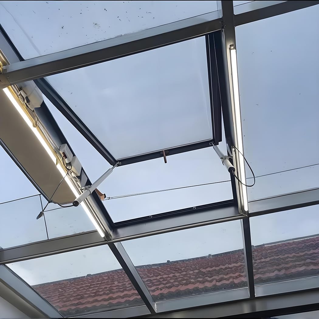 Roof Window And Skylight Basement Daylighting Door Multi-angle Roof Viewing Aluminium Window Customized (800mm*800mm/31.49inch*31.49inch,Electric version)