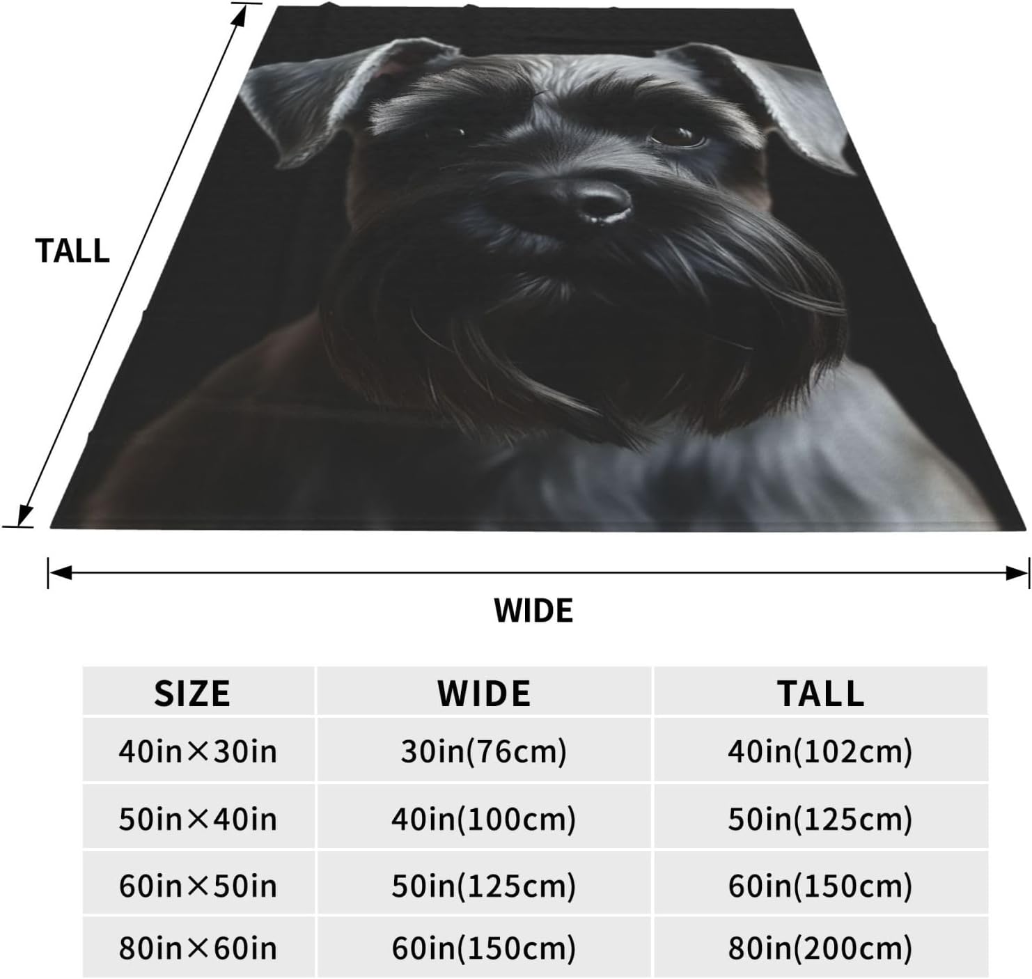 Fleece Blanket Super Soft Cozy Throw Blankets Warm Lightweight Fuzzy Plush Flannel Blanket Anti-Pilling Lap Blanket Black Schnauzer Dog Bed Blankets for Travel Couch Sofa 80"x60"