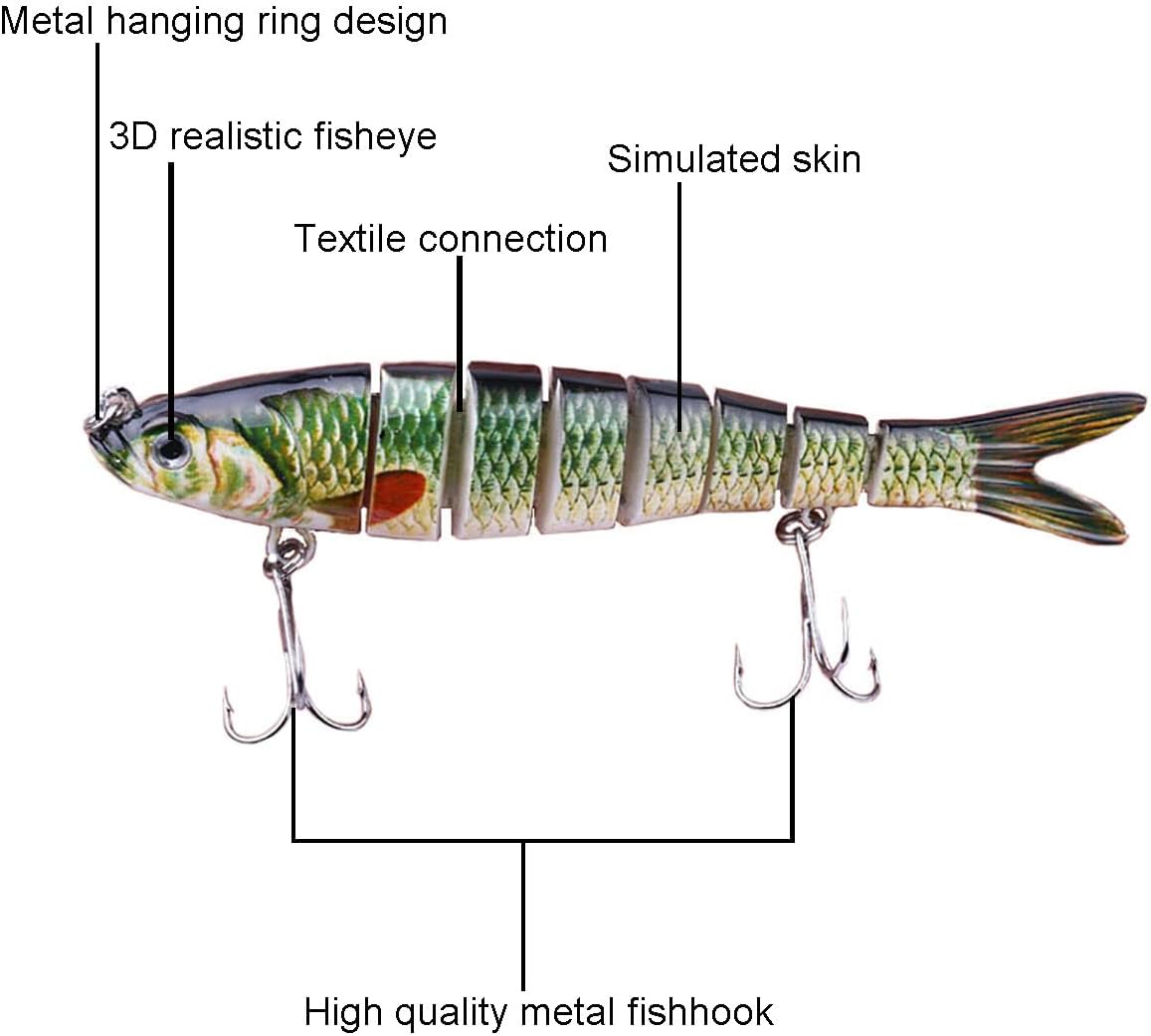Multi Jointed Glide Baits Lifelike Sinking Lures Kit 5.39in Artificial Bass Hard Bait 10PCS