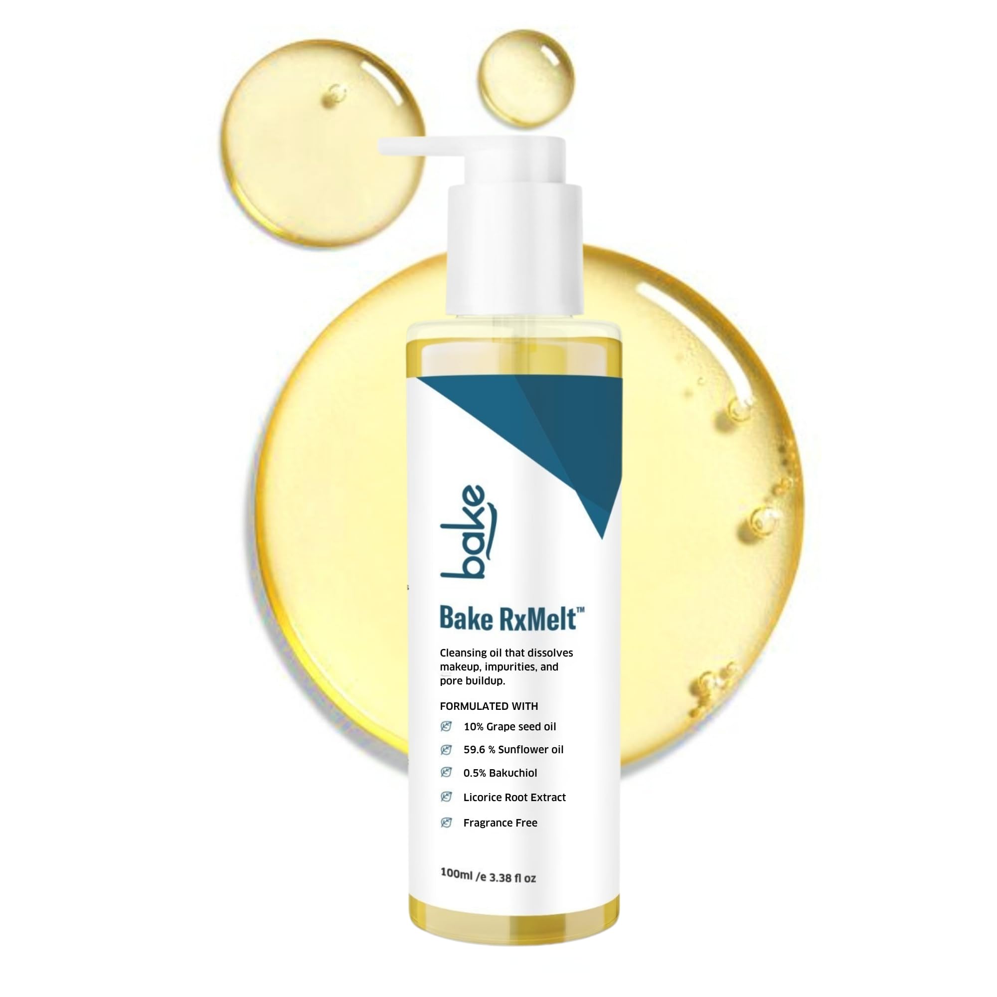 BAKE RxMelt, Cleansing Oil with Grapeseed, Sunflower Oil & Bakuchiol, Gentle Makeup Remover for Deep Pore Cleansing, Hydration & Brightening Skin Care - 100ml-image-8