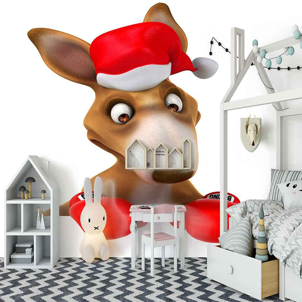 Papier peint 3D cerf de Noël moderne au rendu mat pour mur de chambre