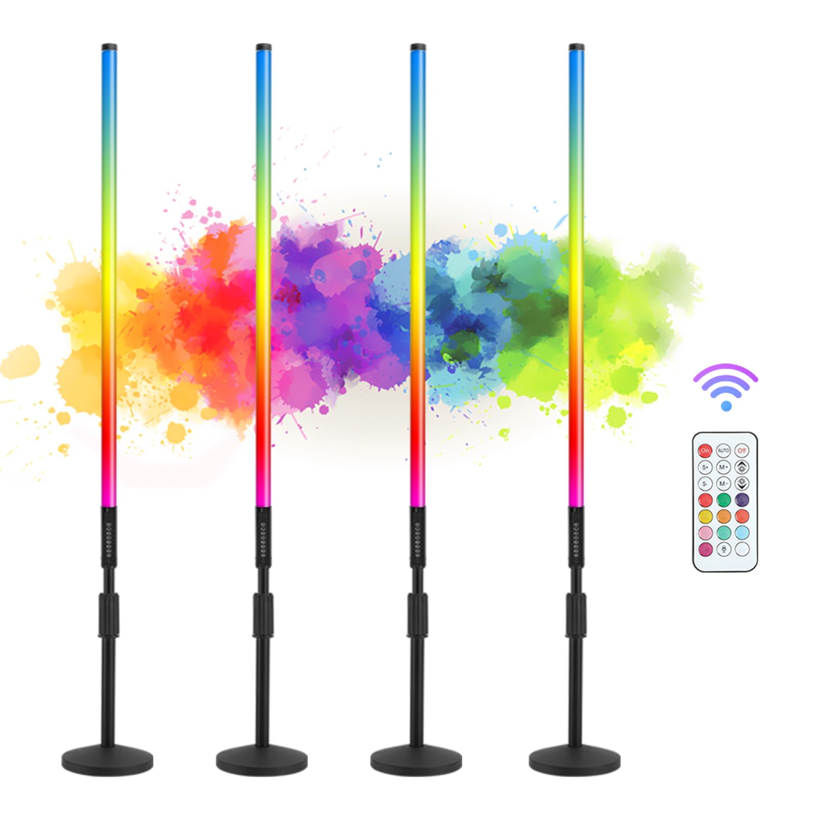 Barra di Luci a Tubo LED RGB da 4 Piedi con Supporto, Borsa di Trasporto, Batteria da 5000mAh, 500+ Effetti di Illuminazione, Sincronizzazione Musicale per DJ, Festa, Matrimonio, Danza, Video