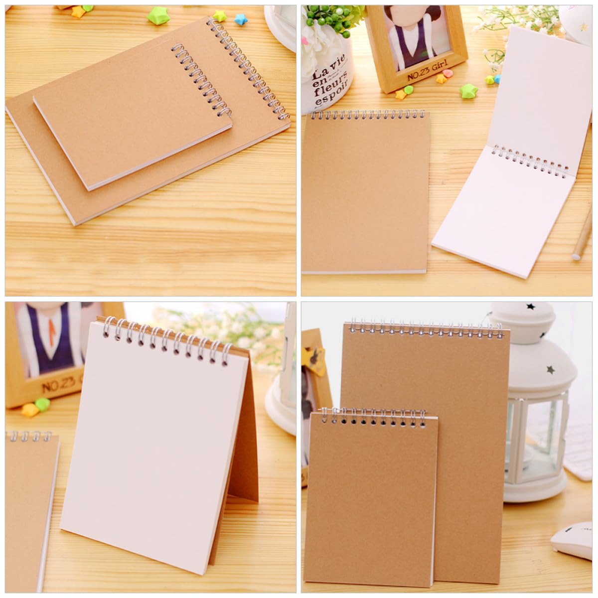 COOPHYA Vintage Kraft Paper Sketchbook Set 2pcs Spiral Blank Sketch Pads A5 A6 Portable Drawing Notebooks for Students and Artists