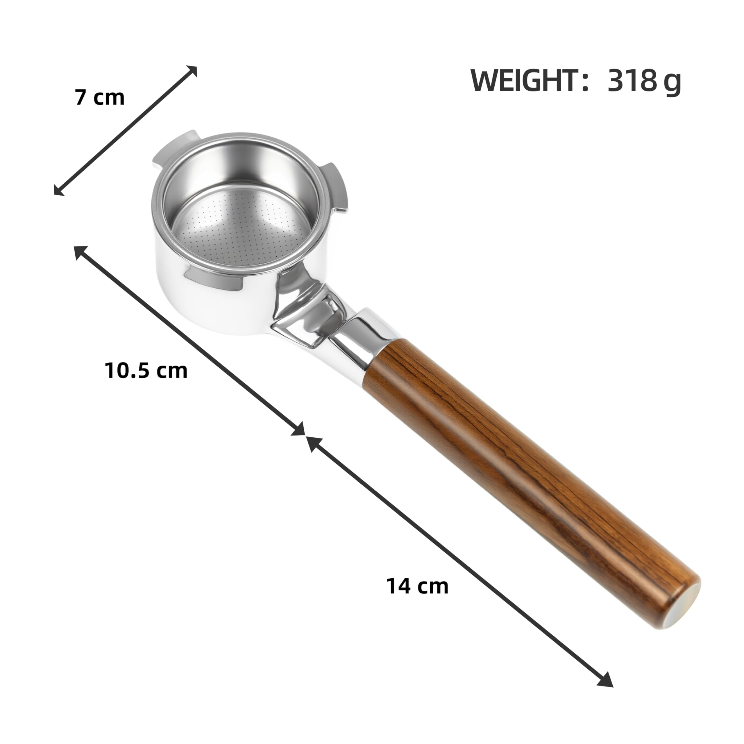BLUCO Sitko 51 mm płaskie dla De'Longhi Dedica EC680/685/785/820/850/860/885, Smeg, stal nierdzewna 304, możliwość poziomego ustawienia, równomierne rozprowadzanie tampowania (orzech włoski)