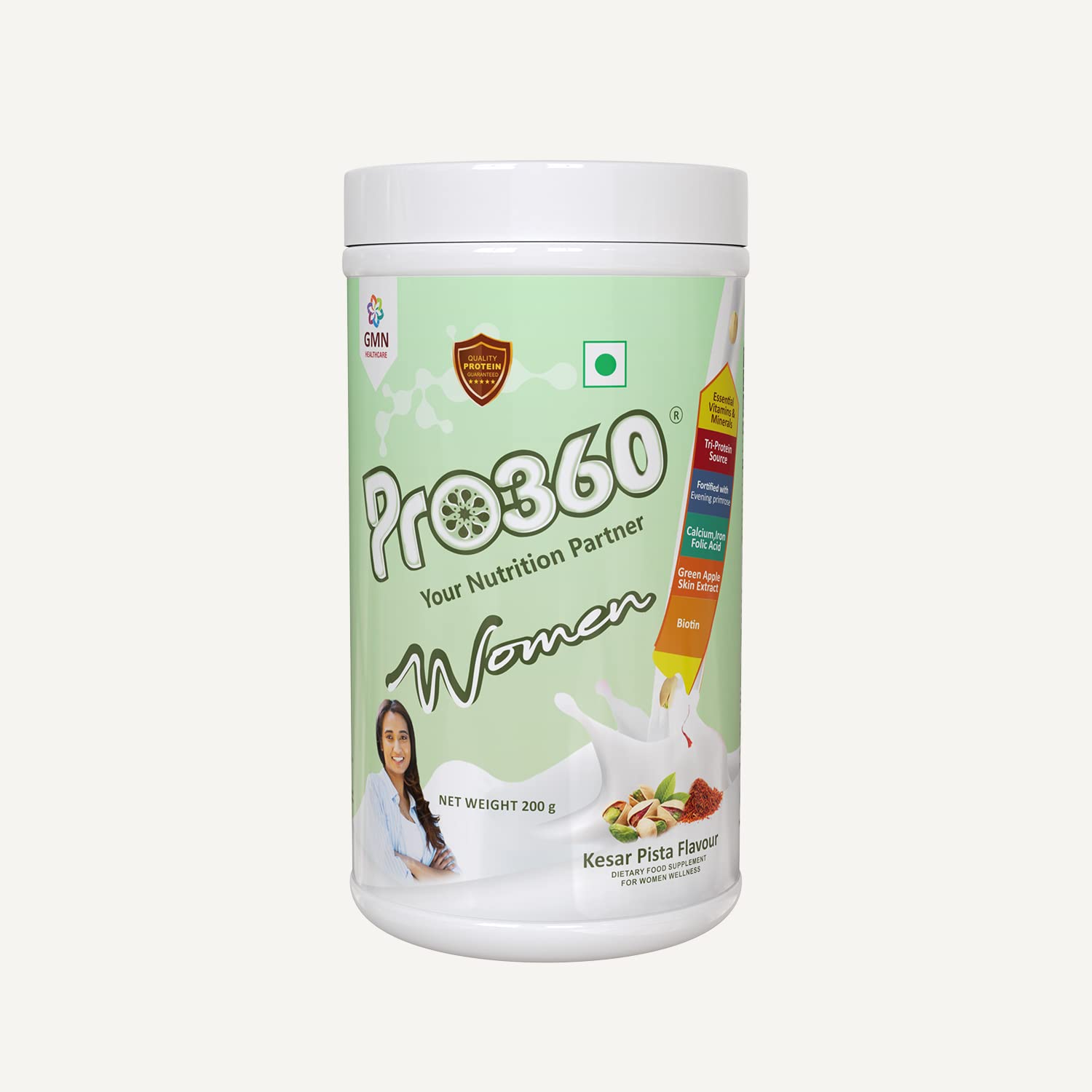 Pro360 Women Protein Powder Nutritional Health Supplement with Calcium, Iron, Evening Primrose for Overall Women Wellness - 200g pack (Kesar Pista Flavor) (B09WKG45QW) Amazon Price History, Amazon Price Tracker