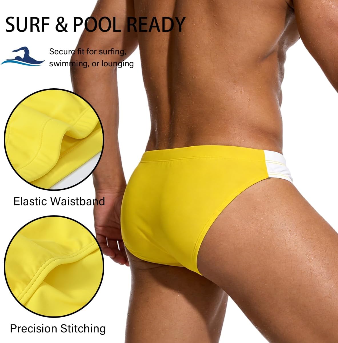 YINYOUYU Mens Swim Briefs Bikini Drawstring Swimwear Beach Board Surf Quick Dry Swimsuits Trunks - Image 5