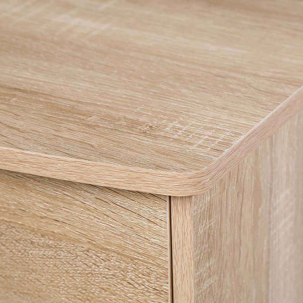 BAKAJI Mobile Cassettiera Mobiletto 7 Cassetti Settimino in Legno MDF Pomelli in Metallo Design Moderno Arredamento Casa Camera da Letto Dimensione 46 x 42 x 116 cm (Quercia)