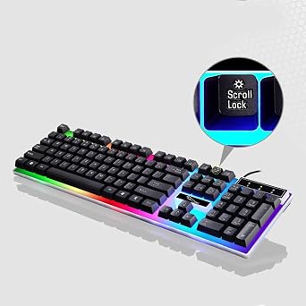 G21 USB Wired Mechanical Suspension Keyboard LED Colorful Backlit Gaming Keyboard Waterproof PC Computer Gamer Black
