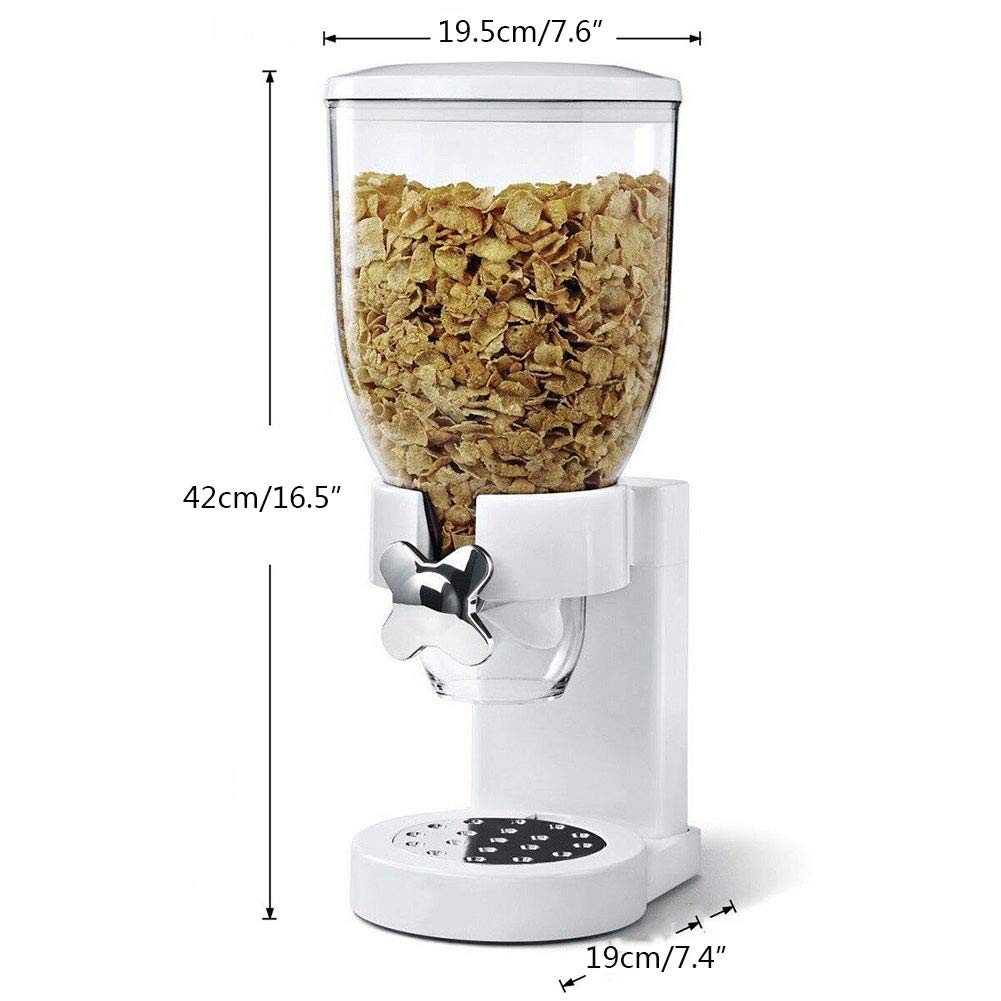 Li-HIM Dispensador de Cereal Individual Contenedor de Almacenamiento de 5L Fruta Seca Comida de plástico Transparente Recipiente para Pasta, Dulce,Negro