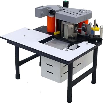 Edge Trimming Banding Machine, Smart Thermostatic 1000ML Glue Pot Edge Sealer, Speed Customizable & High Efficiency, Professional Tool for Straight Arc Furniture Panel EdgingWhite