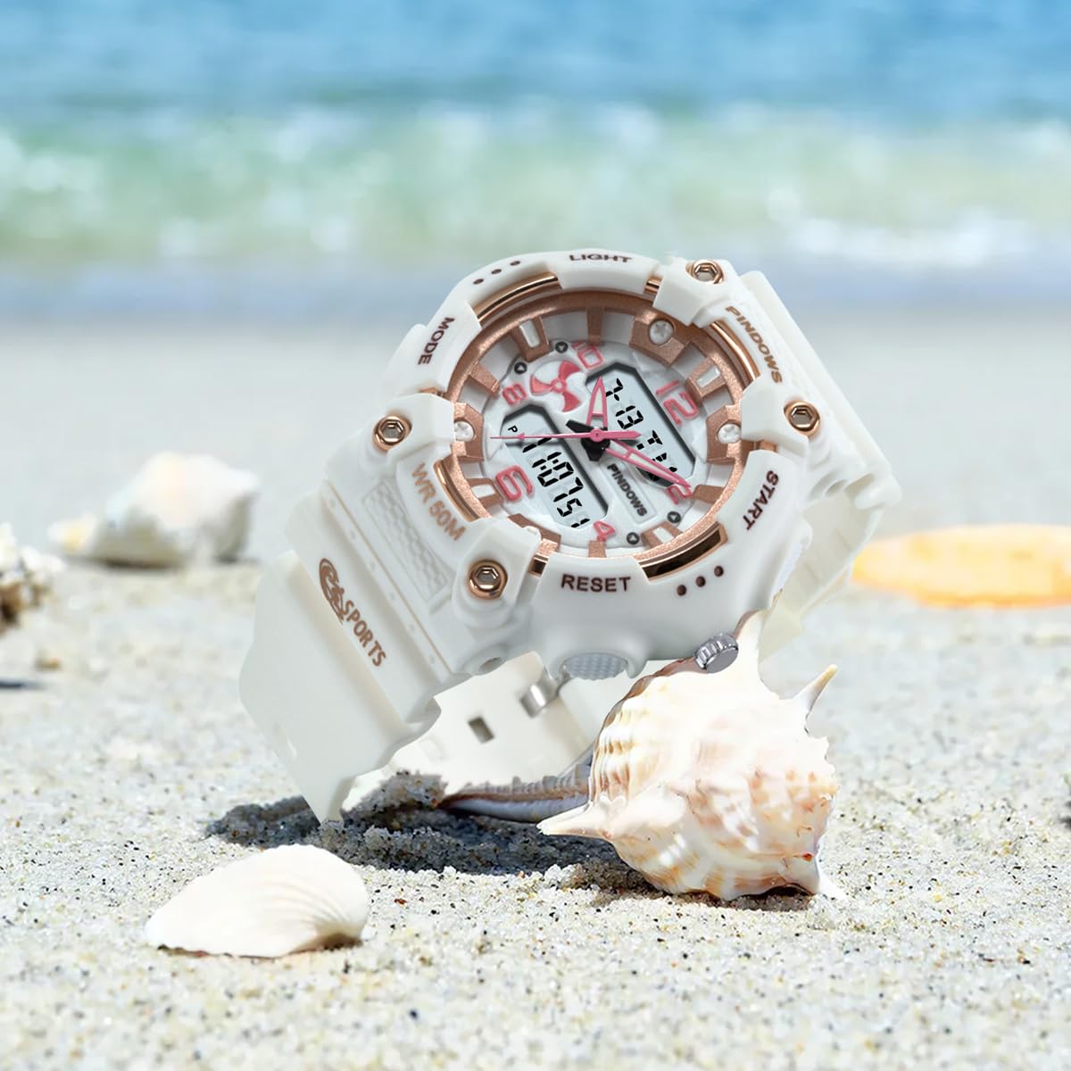 MASTOP Montre de sport numérique unisexe, couleur bonbon, style militaire, étanche à 5 ATM, étanche, rétro-éclairage LED, grand cadran avec minuteur, alarme, chronomètre, calendrier, signal