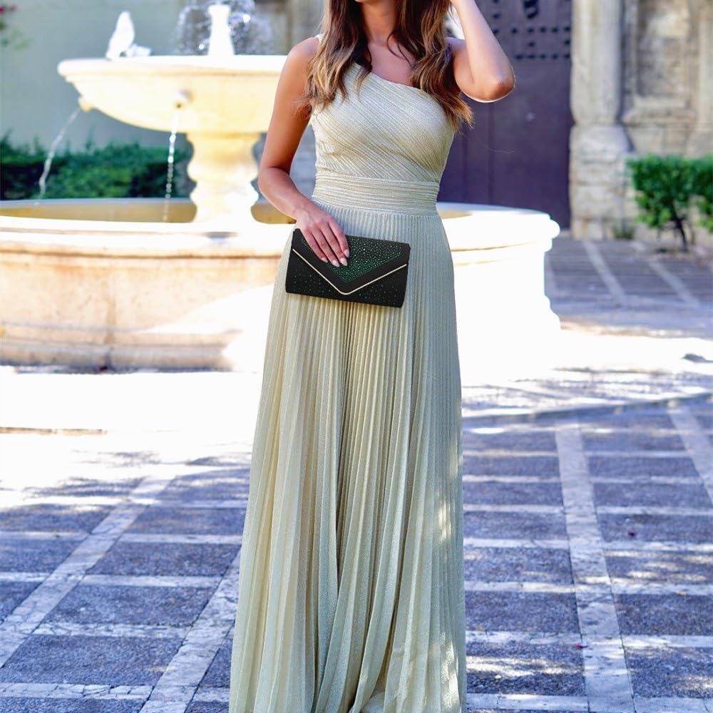 Dasein Women Rhinestone Evening Bag Faux Suede Clutch Formal Party Sparkly Purses Cocktail Wedding Handbag - Image 2