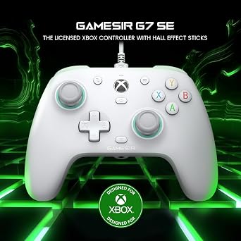GameSir G7 SE wired controller for Xbox Series X|S, Xbox One and Windows 10/11, Hall effect Joysticks/Hall Trigger, 3.5mm audio jack (white)