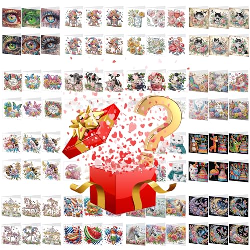 Image of 24 Pack DIY Diamond Art Greeting Cards Surprise, 5D Diamond Painting Card Kit with Envelopes for Adults, Handmade Crystal Rhinestone Art Card Craft Gift, Diamond Art Birthday Christmas Thank You Cards