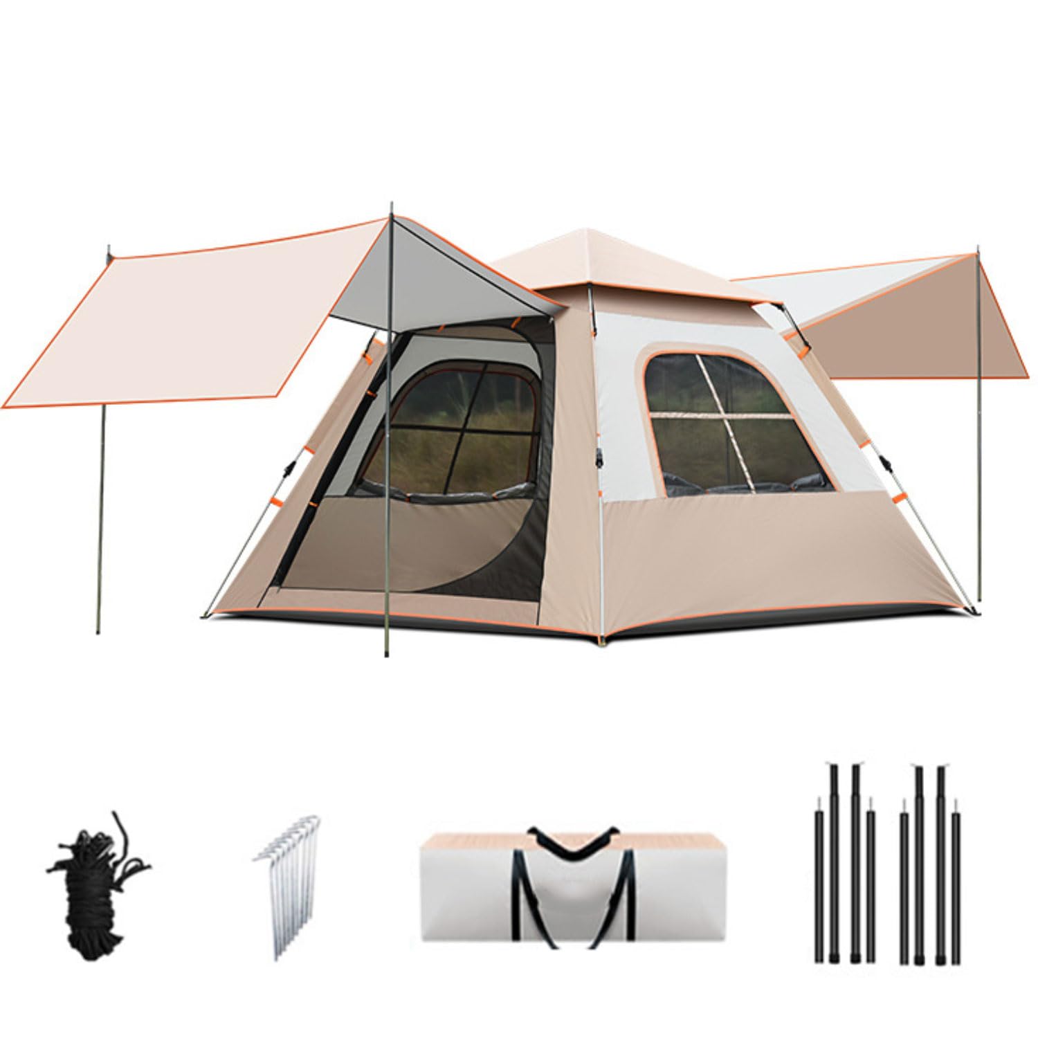 Tente de camping imperméable contre la pluie abri dôme avec porte et fenêtre