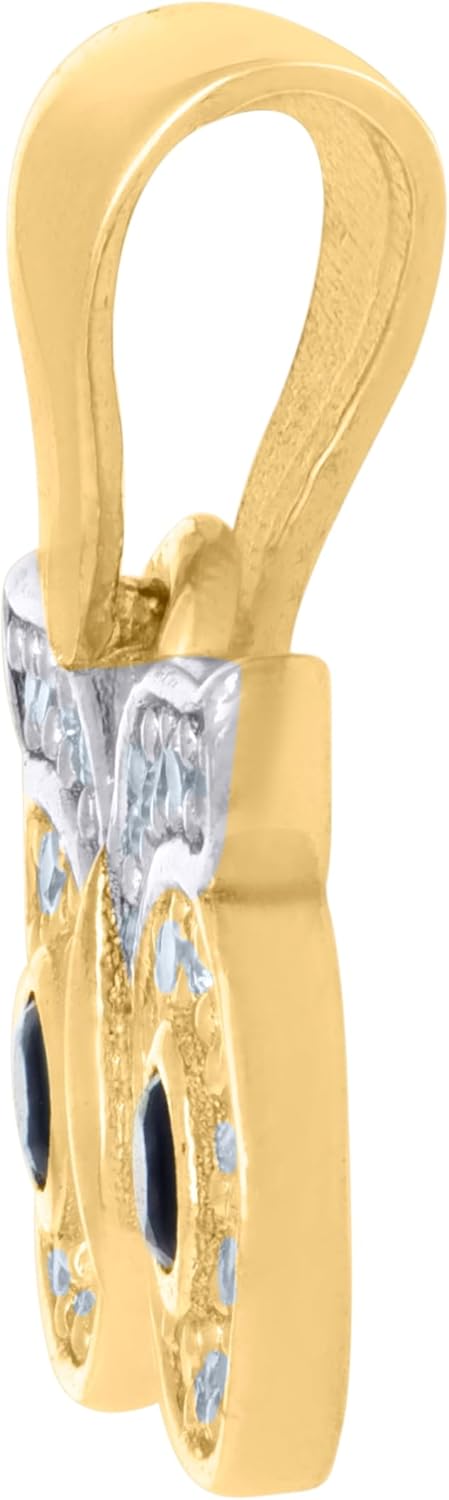 Jewels By Lux 10kt Two-tone Gold Womens Black White Cubic-Zirconia Owl Eyes Bird Wildlife Charm Pendant - Image 3