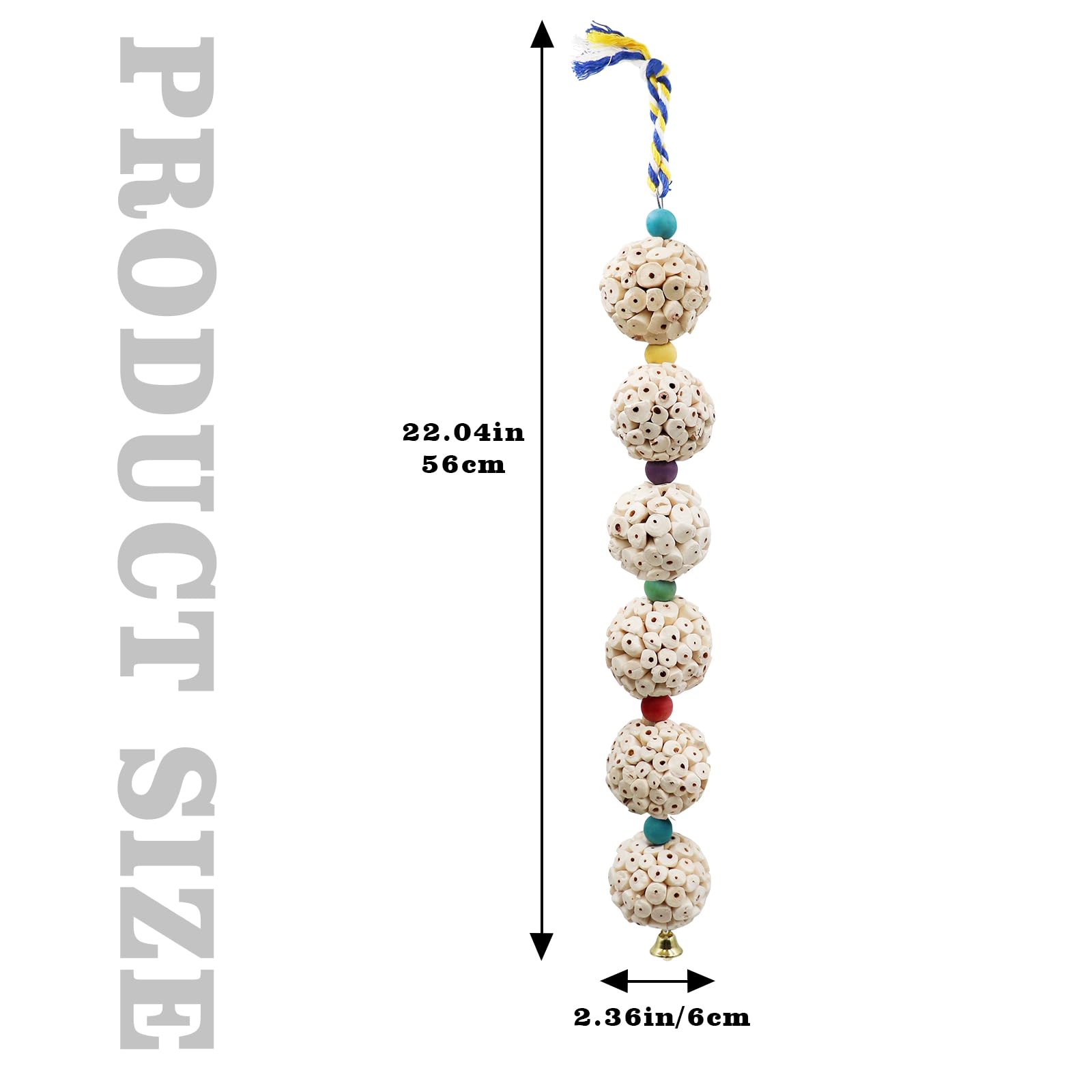 Bird Chewing Toy, Bird Sola Ball Toy with Bell, Bird Cage Accessories, Cage Toys for Cockatiel Parakeet Parrot Budgies Rat Hamster Chinchilla Rabbit Bunny African Grey - image 6