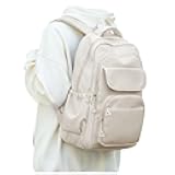 School Backpack for Girls, High Elementary School Laptop Backpack College Student Women Bookbag, Mochilas Escolares para Niñas, Teens Girls Bookbag Casual Daypack, Beige