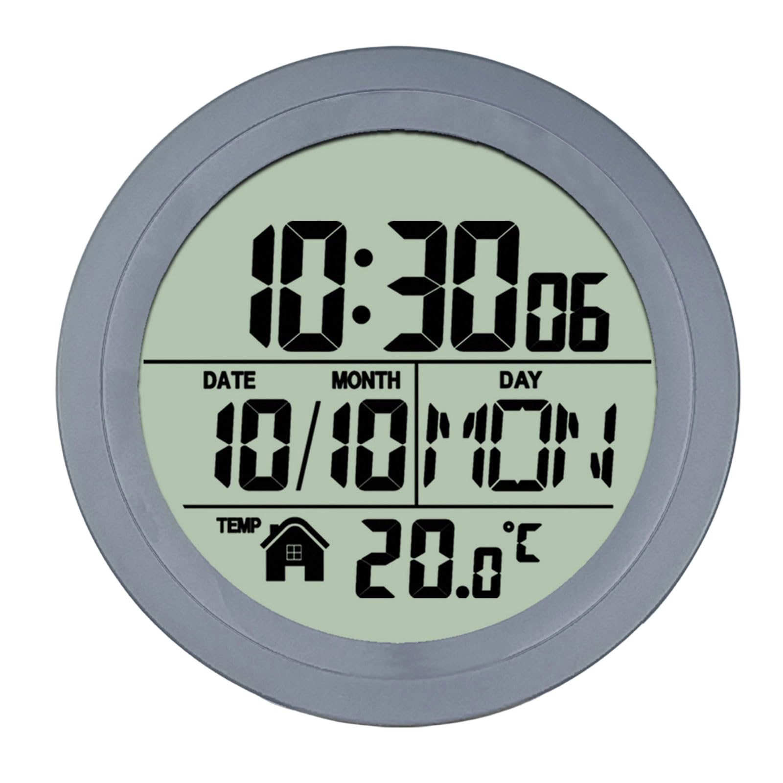 Limtula Digital Shower Clock with Large Screen Suction Cups Calendar Temperature Wall Mount Bathroom Clocks Battery Operated Waterproof