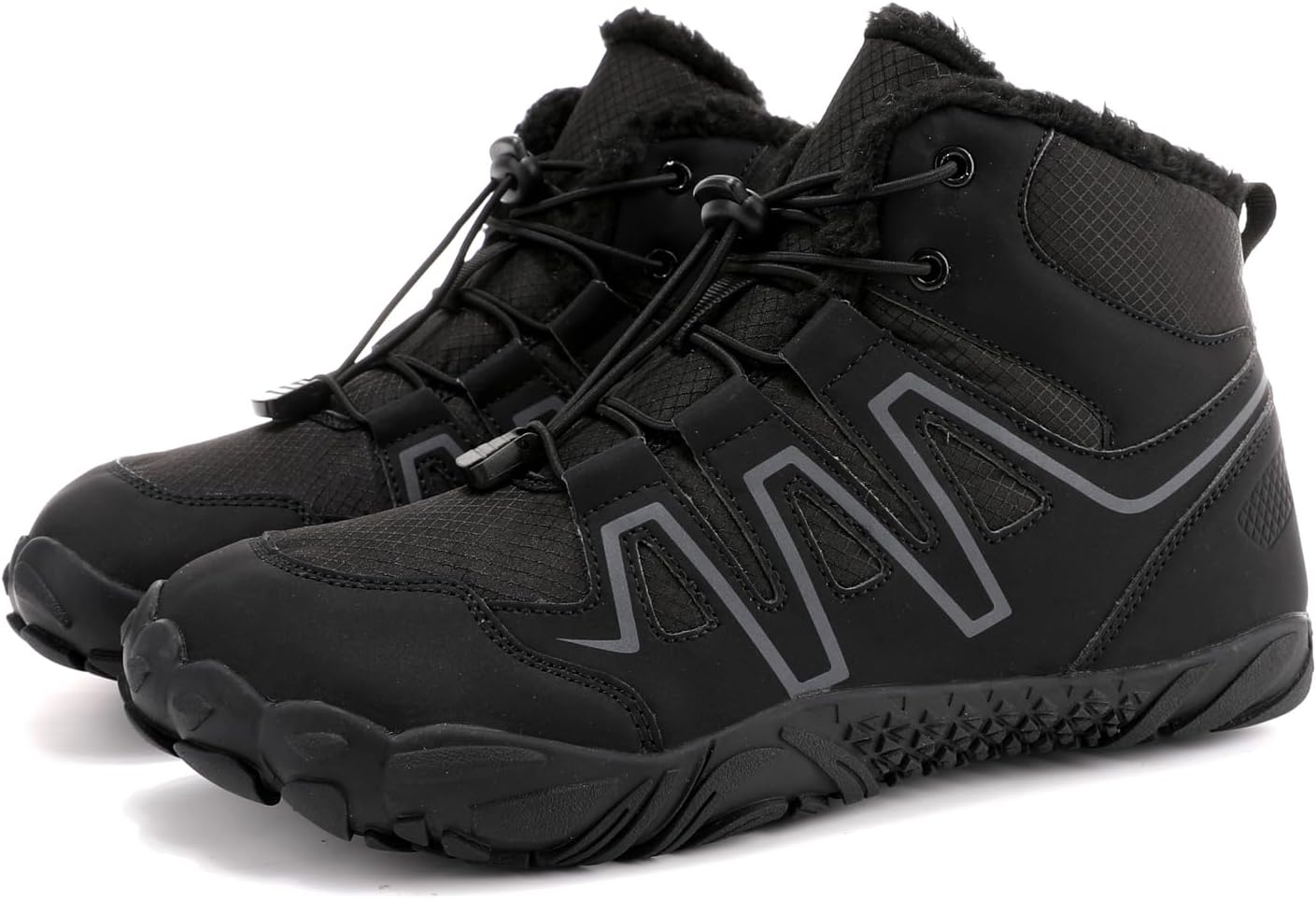 Winter Snow Boots for Women Men Ankle Waterproof Warm Fuzzy Barefoot Hiking Boots Anti-Slip Outdoor Sports Shoes Unisex