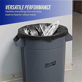 Genuine Joe GJO02152 2-Ply Low Density Can Liner, 60 Gallon Capacity, 0.90 mil Thickness, Black/Brown (Case of 100)