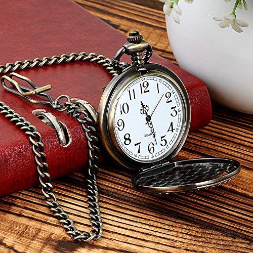 Top Fashion Watches Vintage Bronze Steam Train Mens Kids Quartz Gift Pocket Watch With Chain #TOP2
