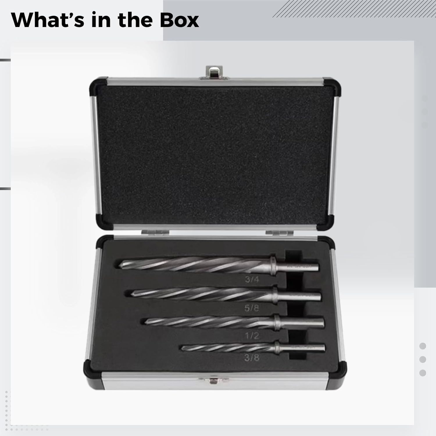 4-Piece Hss6542 M2 Taper Reamer Set for Metalworking, Automotive & Construction with Aluminum Storage Case