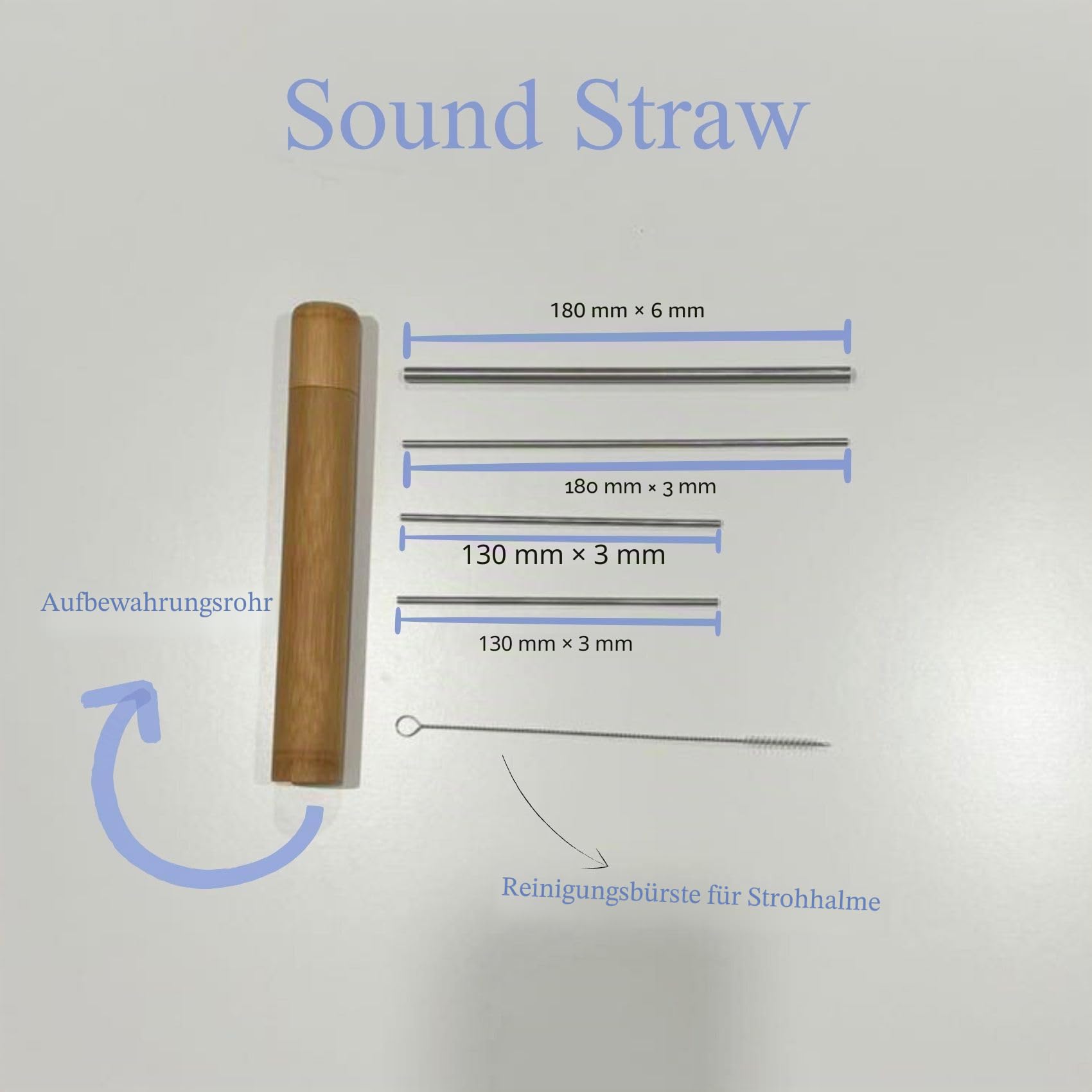 Singing Straws for Vocal Training Kit, Vocal Straw Set - 4 Voice Straws (2×5″×3mm, 1×7″×3mm, 1×7″×6mm) with Cleaning Brush & Bamboo Carry Tube - Portable Vocal Trainer for Singing