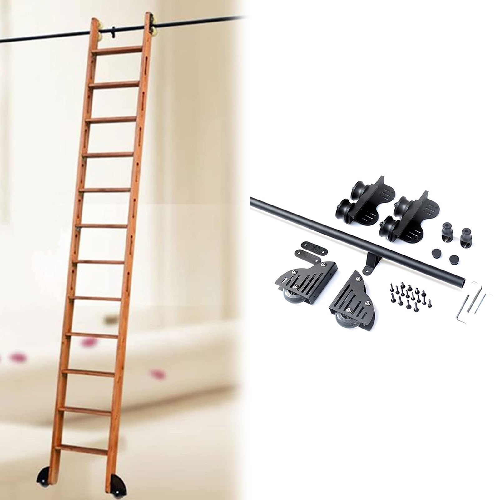 Kit de riel para escalera de biblioteca rodante ideal para organizar salones y graneros