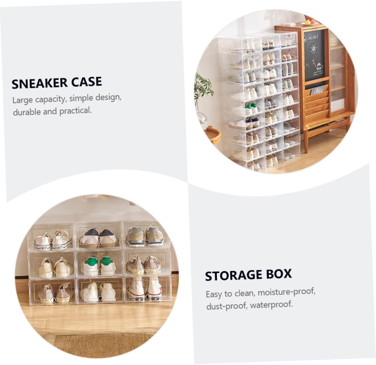 6pcs Transparent Plastic Shoes Storage Boxes Stackable Drawer-type Containers for Sneakers Dustproof and Organizer for Efficient Shoe Organization